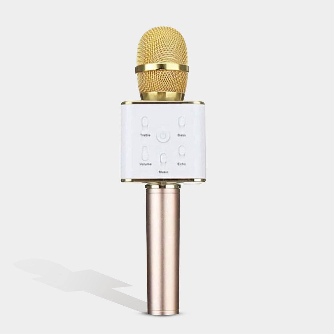 Wireless Karaoke Microphone Speaker, White/Gold - Intempo Store