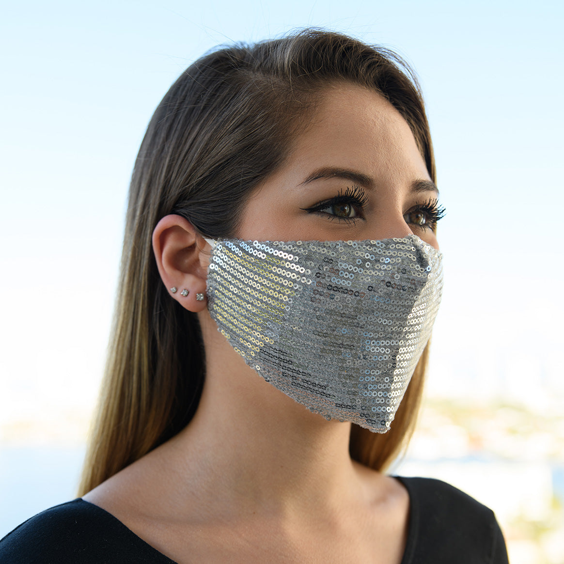 Silver Sequin Mask