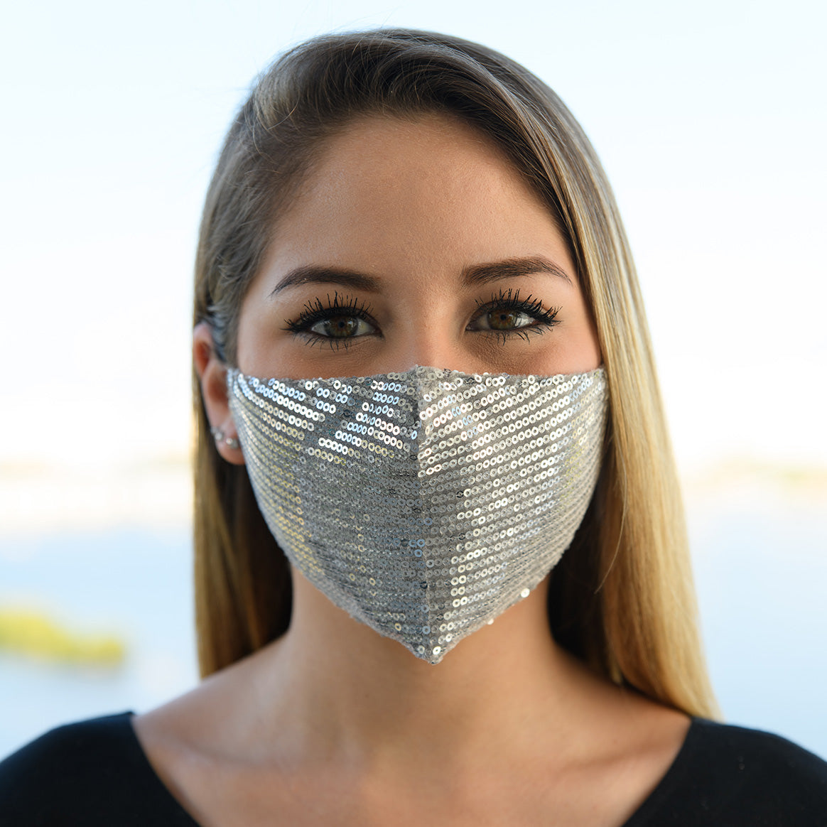 Silver Sequin Mask